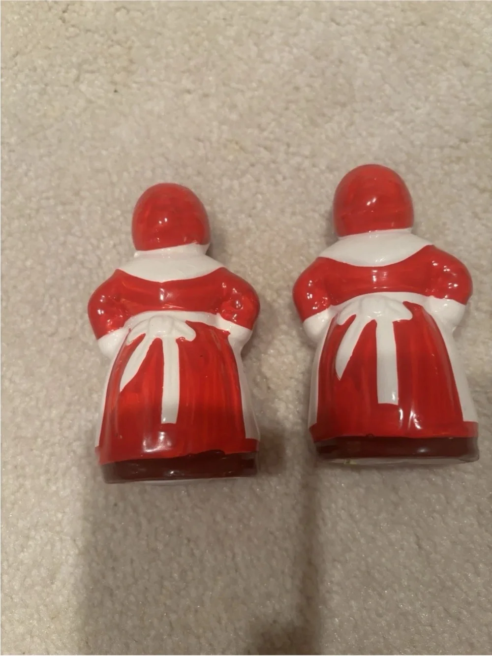 Vintage Ceramic Mammy Salt and Pepper Shakers - Red, White, Brown